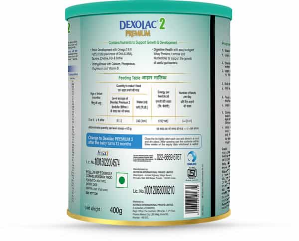 Dexolac Premium Stage 2 Follow-Up Infant Formula (After 6 Months) Tin Of 400 G