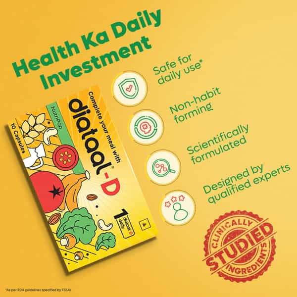 Diataal-D Multivitamin | Vit. D & Ala | Sustained Energy | Heart Health | 10 Capsules | Men & Women