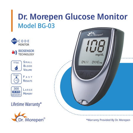 Dr. Morepen Gluco One Blood Glucose Monitoring Sytem With 25 Test Strips | Bg-03 | 1 No'S