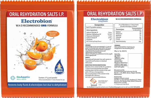 Electrobion Refreshing Orange Flavour Sachet Of 21Gm Oral Powder