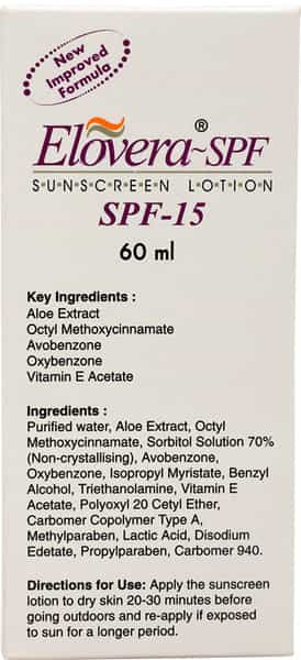 Elovera Sunscreen Spf 15 Bottle Of 60 Ml