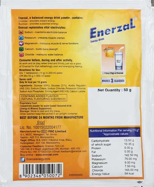 Enerzal Orange Flavour Sachet Of 50Gm Powder
