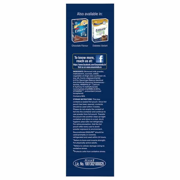 Ensure Balanced Nutrition For Adults Vanilla Flavour With Hbm Box Of 400 Gm