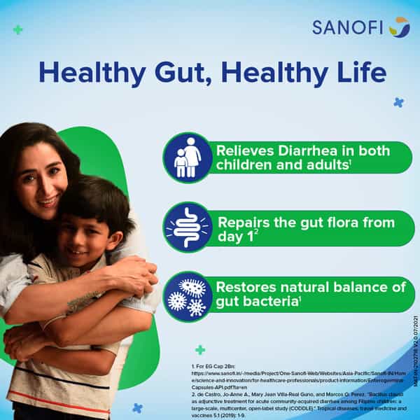 Enterogermina Probiotic Supplement For Diarrhea For Kids & Adults Strip Of 4 Capsules