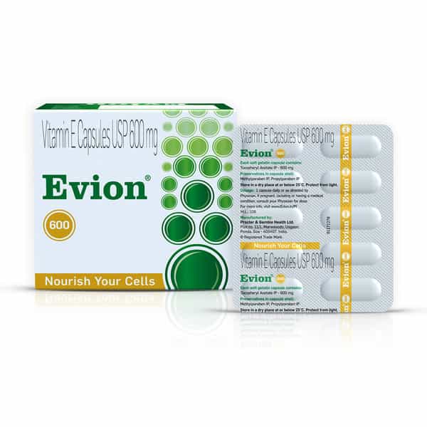 Evion 600Mg | Vitamin E | Antioxidant To Repair & Protect Cells | Strip Of 10 Capsules