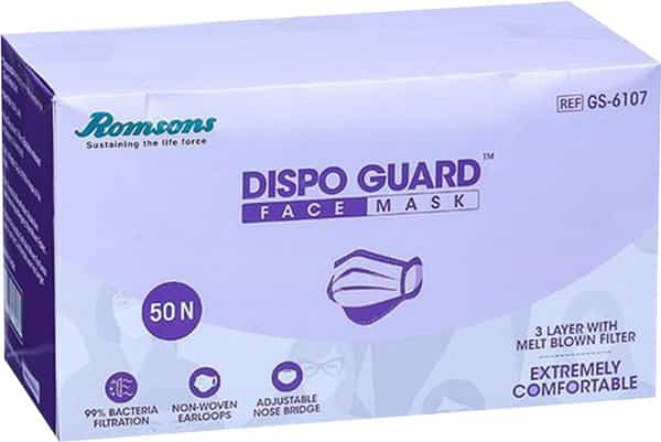 Romsons Dispo Guard 3 Ply Disposable Mask - 50N