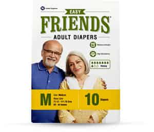 Friends Easy Adult Diapers Medium Size - Waist 28-44 Inch - High Absorbency Anti-Bacterial Core-10'S