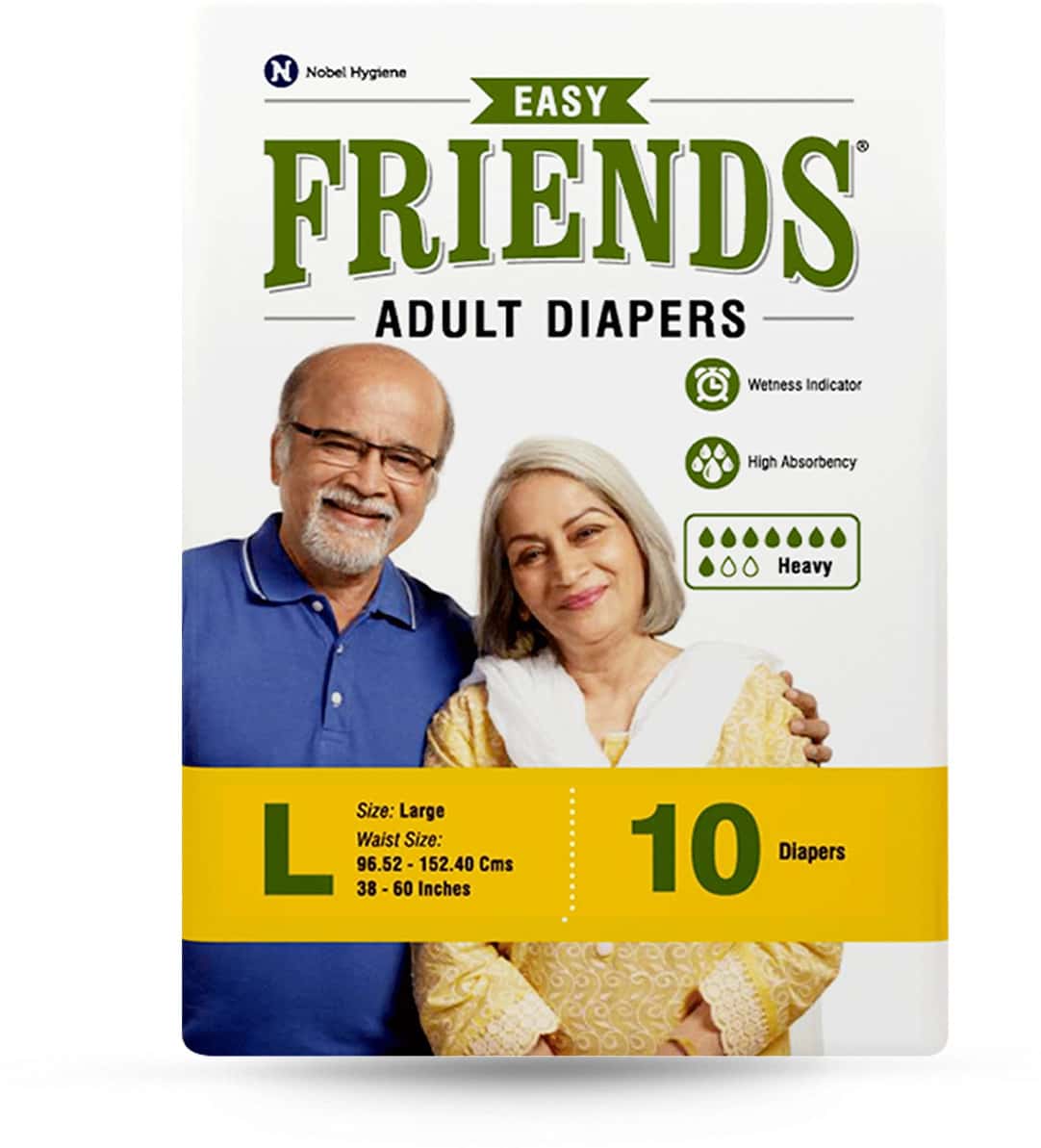 Friends Easy Adult Diapers Tape Style Core 10 Count (l) Waist Size 83-152 Cm(32.68-59.84 Inch)