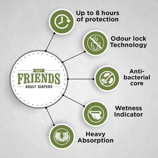 Friends Easy Adult Diapers 5`S Medium