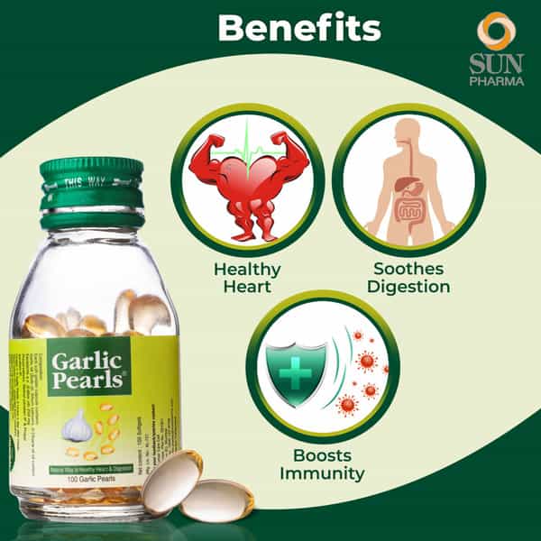 Garlic Pearls Healthy Heart & Digestion Capsules Bottle Of 100