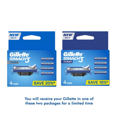 Gillette Mach 3 Turbo Manual Shaving Razor Blades Packet Of 4 (Cartridge)