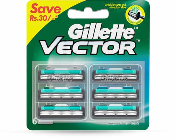 Gillette Vector Plus Manual Shaving  Razor Blades  Packet Of 6 (Cartridge)