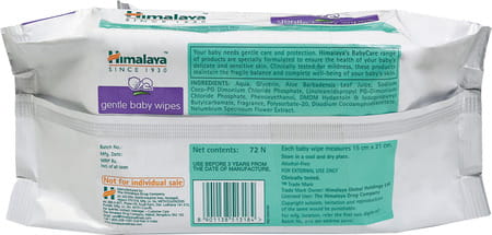 Himalaya Gentle Baby Wipes | Extra Soft | Packet 72 Wipes