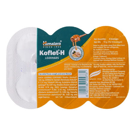 Himalaya Koflet-H | For Relief From Cough & Sore Throat | Ginger Flavour | Lozenges | 6 No'S