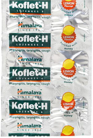 Himalaya Koflet-H | For Relief From Cough & Sore Throat | Lemon Flavour | Lozenges | 6 No'S