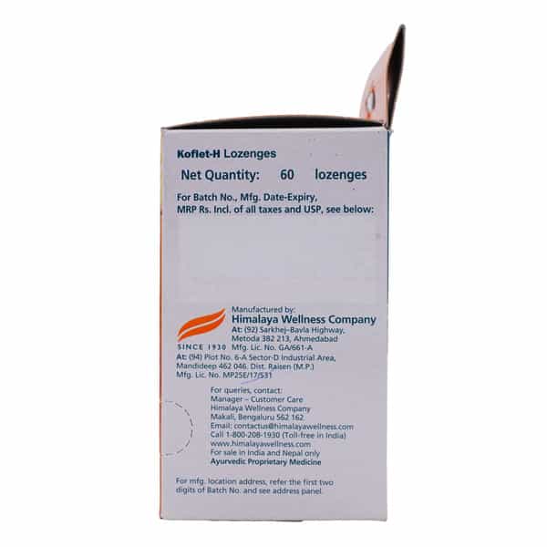 Himalaya Koflet-H | For Relief From Cough & Sore Throat | Orange Flavour | Lozenges | 6 No's