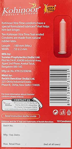 Kohinoor Xtra Time Condoms 10`S