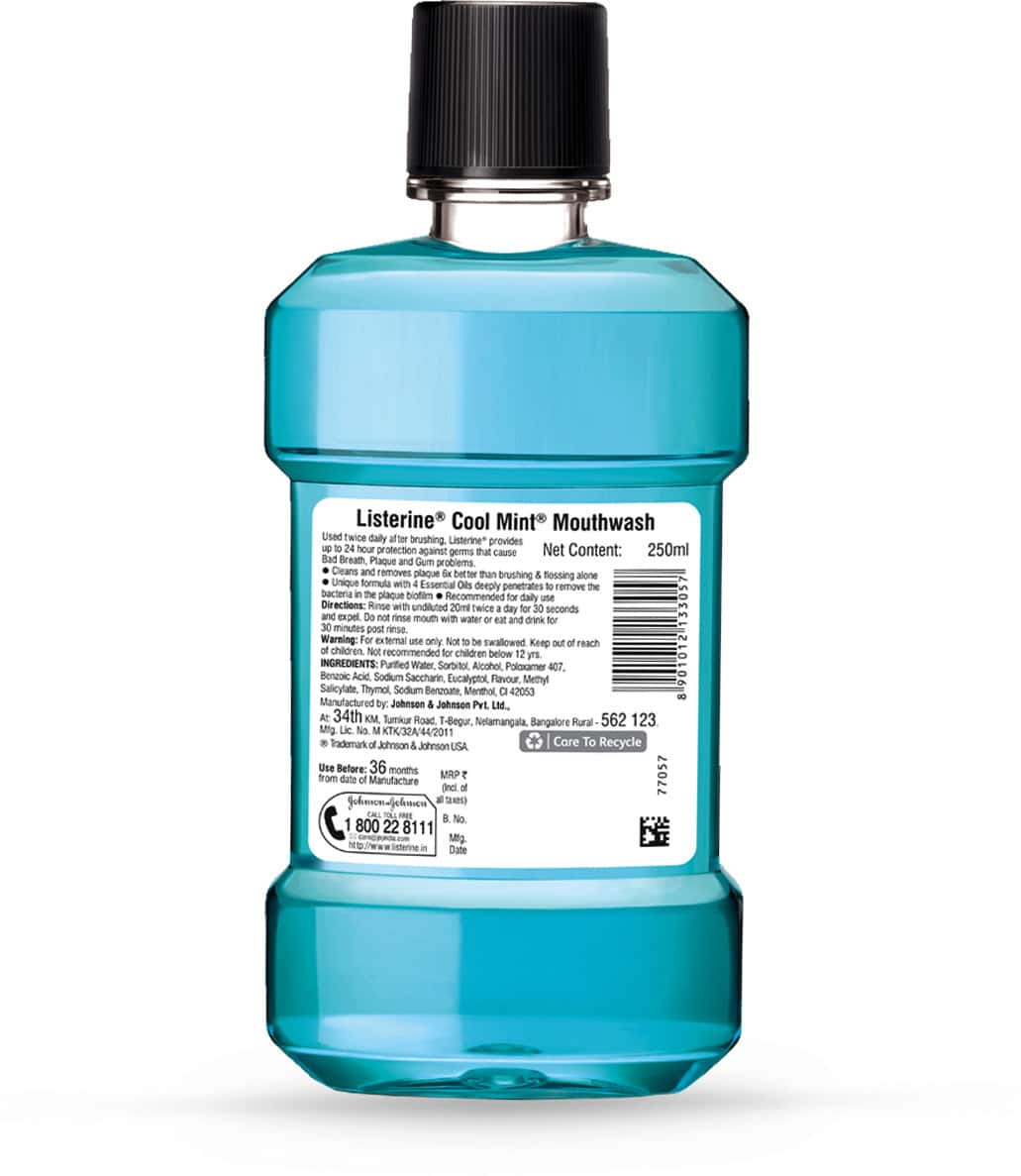 Buy LISTERINE COOLMINT MOUTHWASH BOTTLE OF 250 ML Online & Get Upto 60