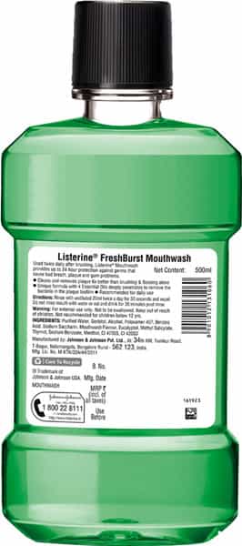 Listerine Fresh Burst Mouthwash Bottle Of 250 Ml