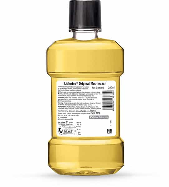 Listerine Original Mouthwash Bottle Of 250 Ml