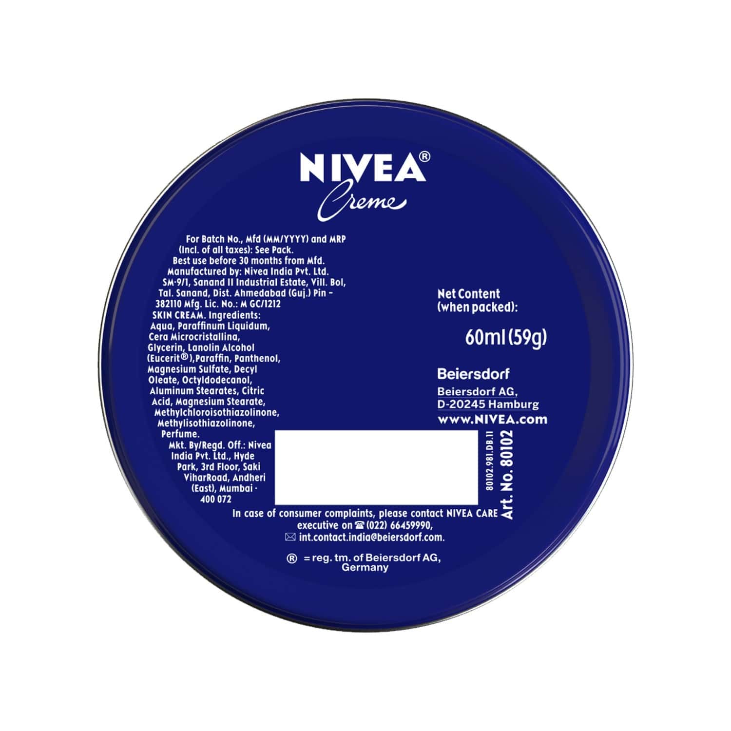 Buy Nivea Creme Moisturizer Jar Of 60 G Online at Flat 18 OFF* PharmEasy