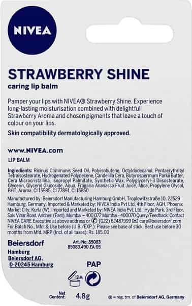 Nivea Strawberry Shine 4.8G Lip Balm