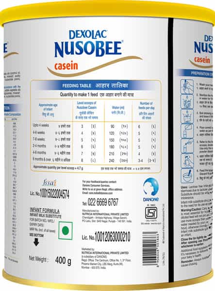 Nusobee Casein Infant Formula Tin - 400 Gm