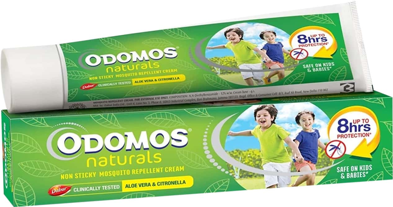 DABUR ODOMOS NATURALS | ALOE VERA & CITRONELLA | NON STICKY MOSQUITO REPELLENT CREAM 100 GM