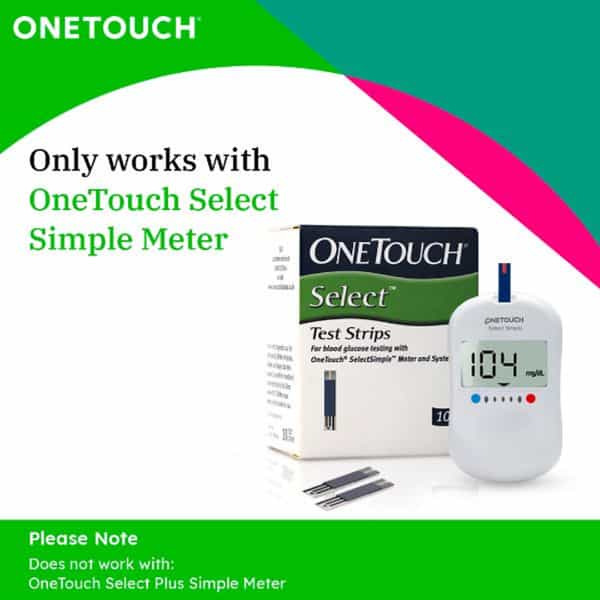 Onetouch Select Test Strips | Pack Of 10 Strips |For Use With Onetouch Select Simple Glucometer