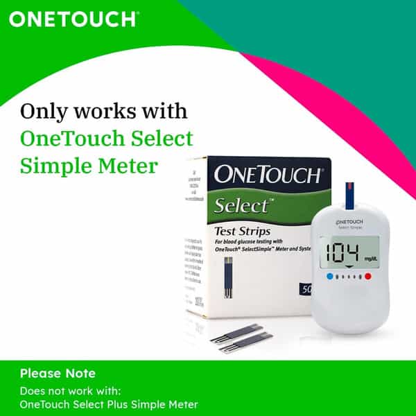 Onetouch Select Test Strips | Pack Of 50 Strips |For Use With Onetouch Select Simple Glucometer