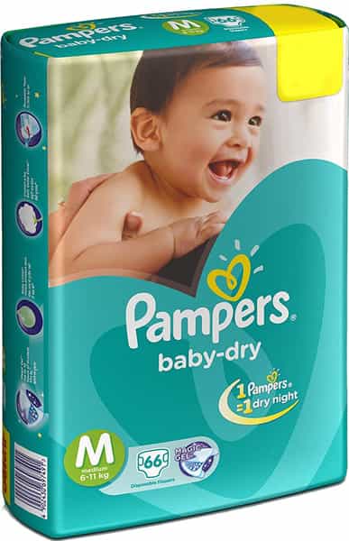 Pampers Baby Diapers Taped Medium Size 10 Pieces