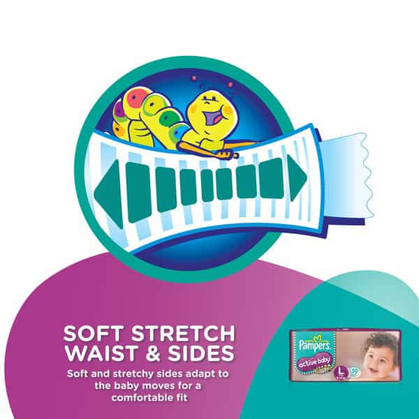 Pampers Active Baby Diapers Large - 50 Count