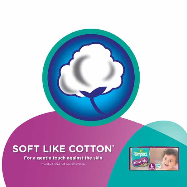Pampers Active Baby Diapers Large - 50 Count