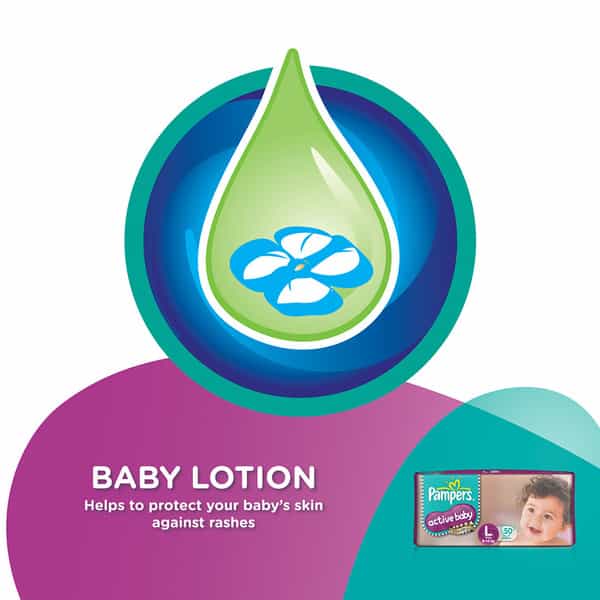 Pampers Active Baby Diapers Large - 50 Count