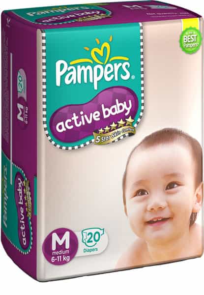 Pampers Active Baby Diaper Size M Packet Of 20