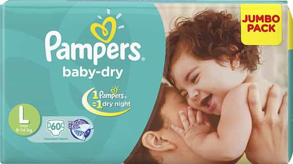 Pampers Baby Diapers Taped Large Size 60 Pieces