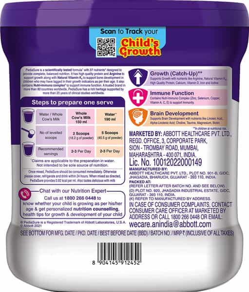 Pediasure Premium Chocolate Child Nutrition Drink Jar Of 400 G
