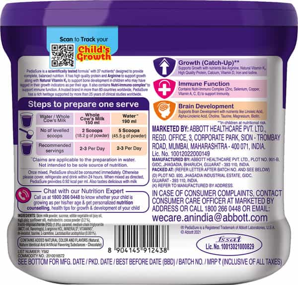 Pediasure Premium Chocolate Child Nutrition Drink Jar Of 200 G