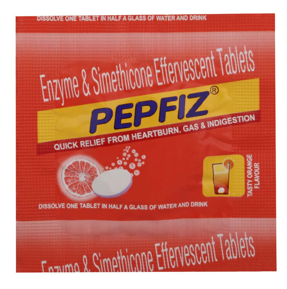 Pepfiz Effervescent Orange Digestion Strip Of 2 Tablets