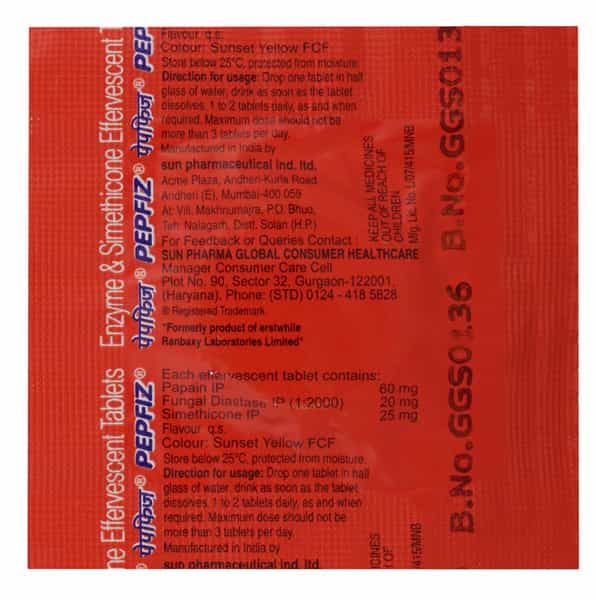Pepfiz Effervescent Orange Digestion Strip Of 2 Tablets