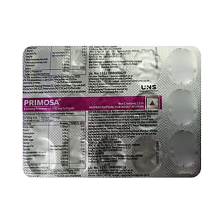 Primosa 500 Mg Evening Primrose Oil Nutritional Supplement For Pms & Mastalgia Strip Of 15 Softgels