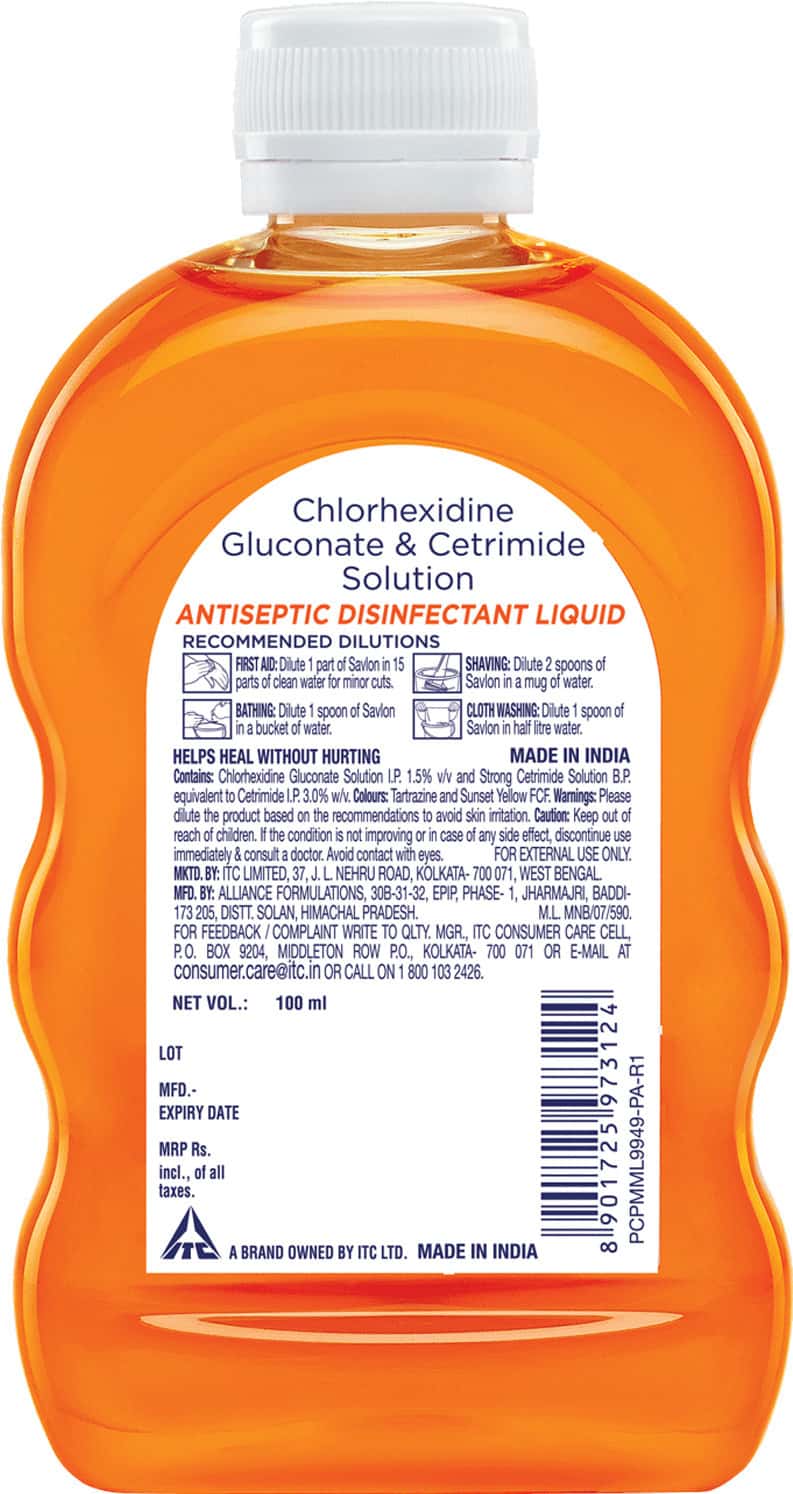 Buy SAVLON ANTISEPTIC DISINFECTANT LIQUID BOTTLE OF 100 ML Online & Get