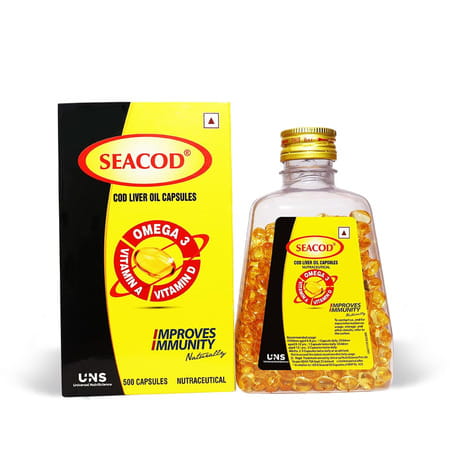 Seacod Cod Liver Oil 300mg With Omega 3 | Vitamin A & D For Kids & Adults | 500 Softgels