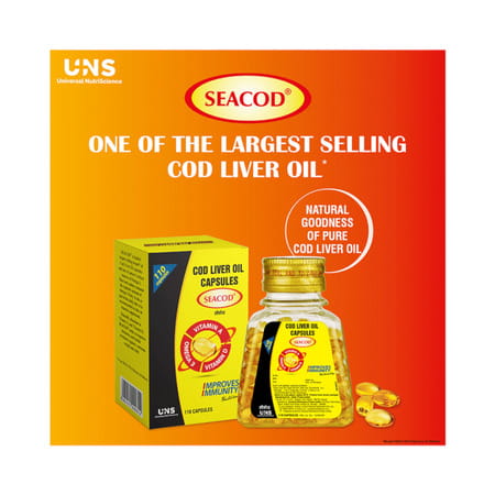 Seacod Cod Liver Oil 300mg With Omega 3 | Vitamin A & D For Kids & Adults | 500 Softgels