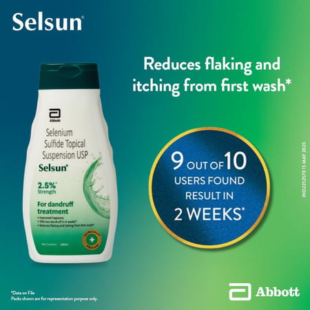 Selsun 2.5% Topical Suspension For Anti Dandruff | Reduces Flaking And Itching | 120ml