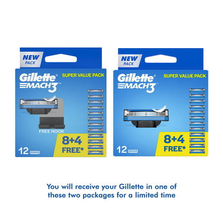 Gillette Mach 3 Manual Shaving Razor Blades (Cartridge) 12 Pieces