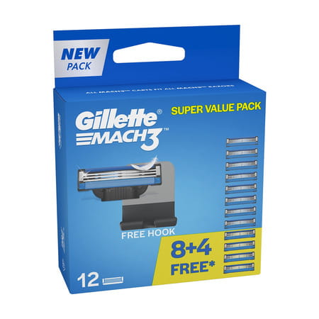 Gillette Mach 3 Manual Shaving Razor Blades (Cartridge) 12 Pieces