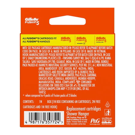 Gillette Fusion Manual Shaving  Razor Blades  Packet Of 8 (Cartridge)