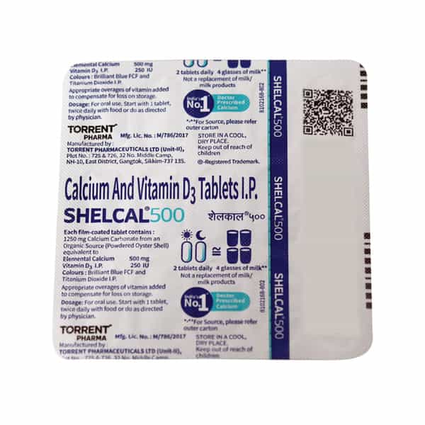 Shelcal 500Mg Strip Of 15 Tablets