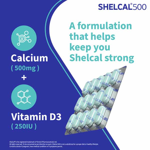 Shelcal 500Mg Strip Of 15 Tablets